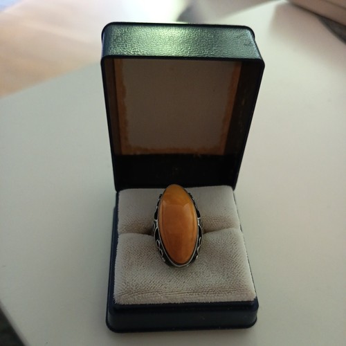 Bernstein ring silber - silber, 875