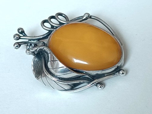 Brosche silber bernstein - silber,