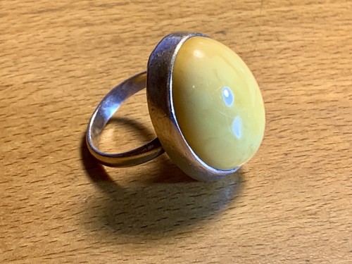 Bernstein ring 60 silber - bernstein,